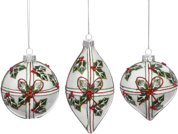 Holly Berry Swirl Ornament, Assortment of 3 - 3 Inches - Official Mark ...